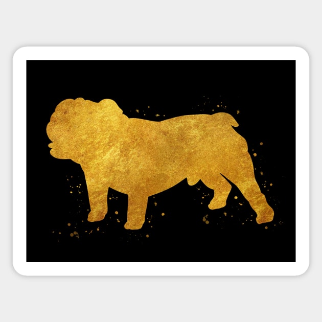 English bulldog puppy dog golden art Sticker by Yahya Art